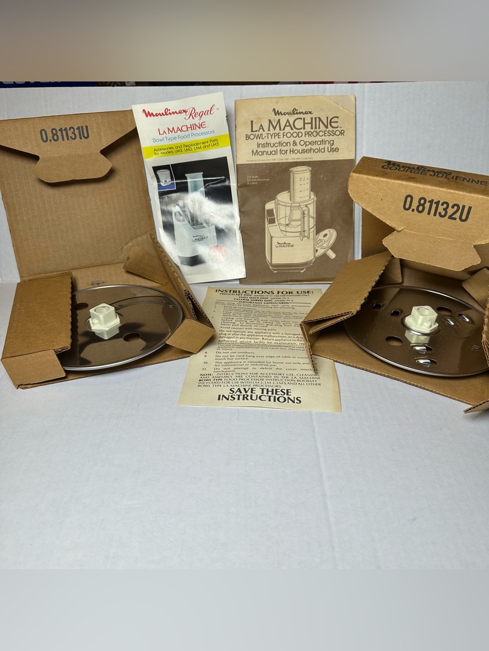 NIB-Moulinex La Machine Replacement Discs-Instruction Manual-Face D & F-TN1-CS1